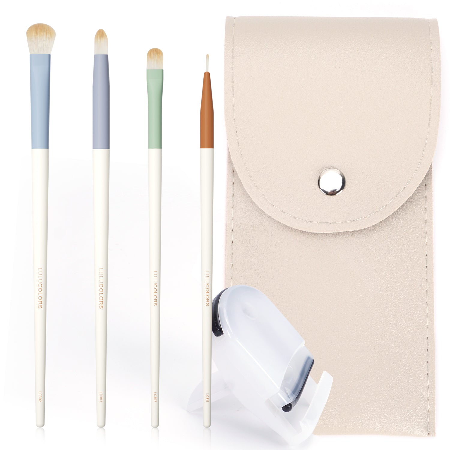 4-Piece Eye Makeup Brush Set with Eyelash Curler