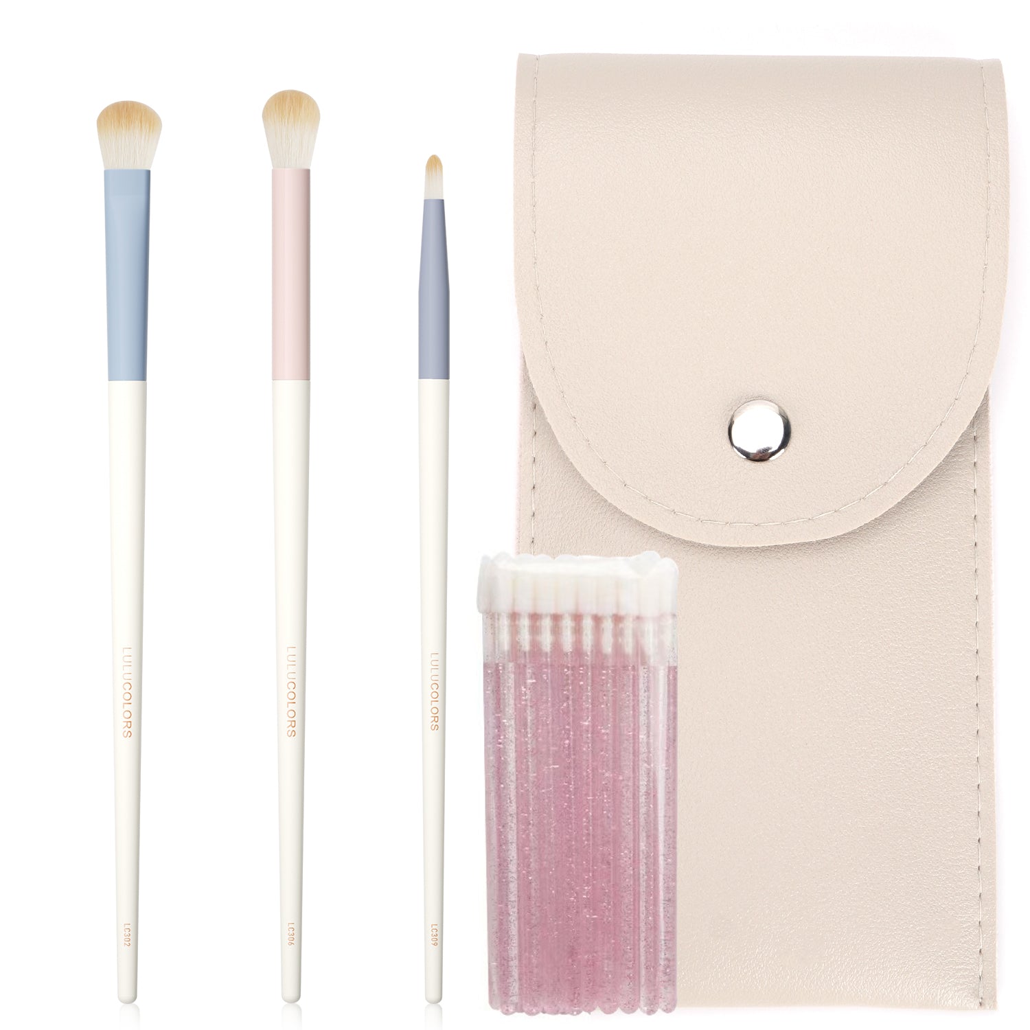 3-Piece Makeup Brush Set with 20 Cotton Sticks