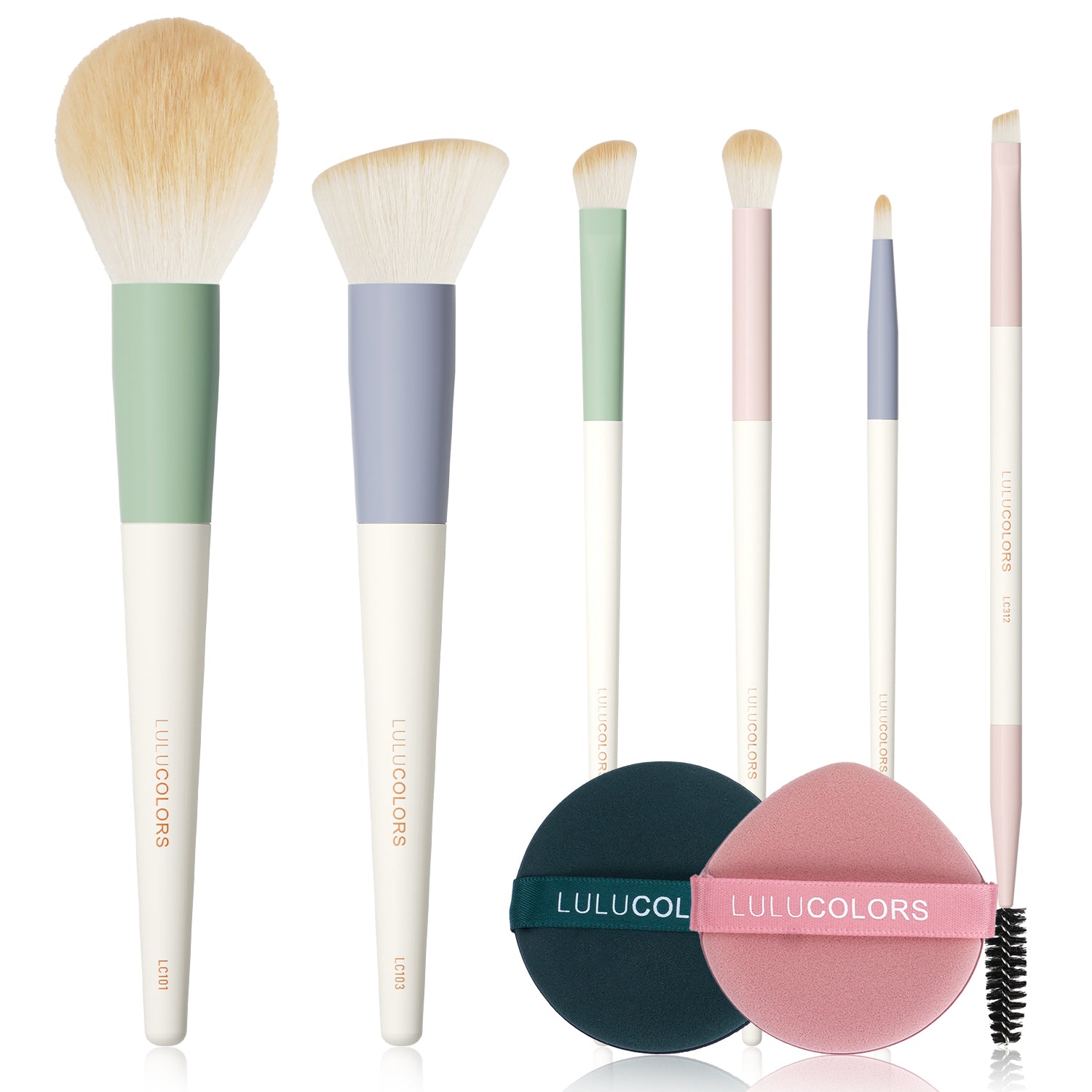 6-Piece Makeup Brush Set with 2 Makeup Sponges