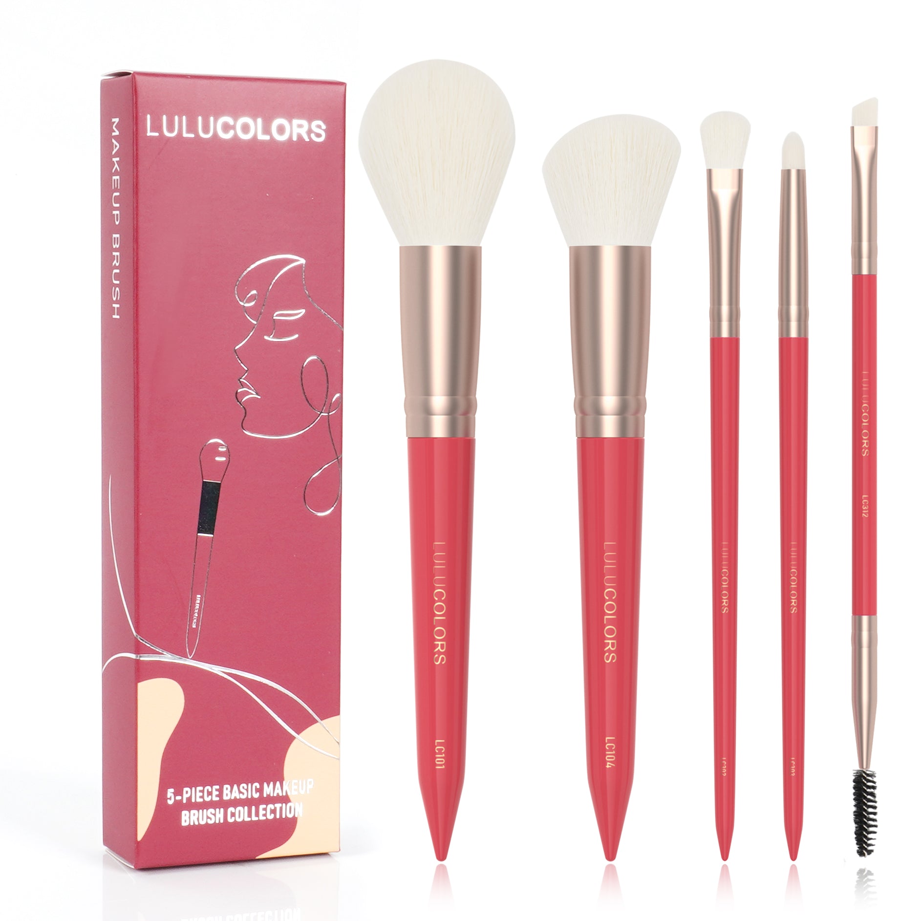 LULUCOLORS 5 PCS MAKEUP TRAVEL BRUSH SET