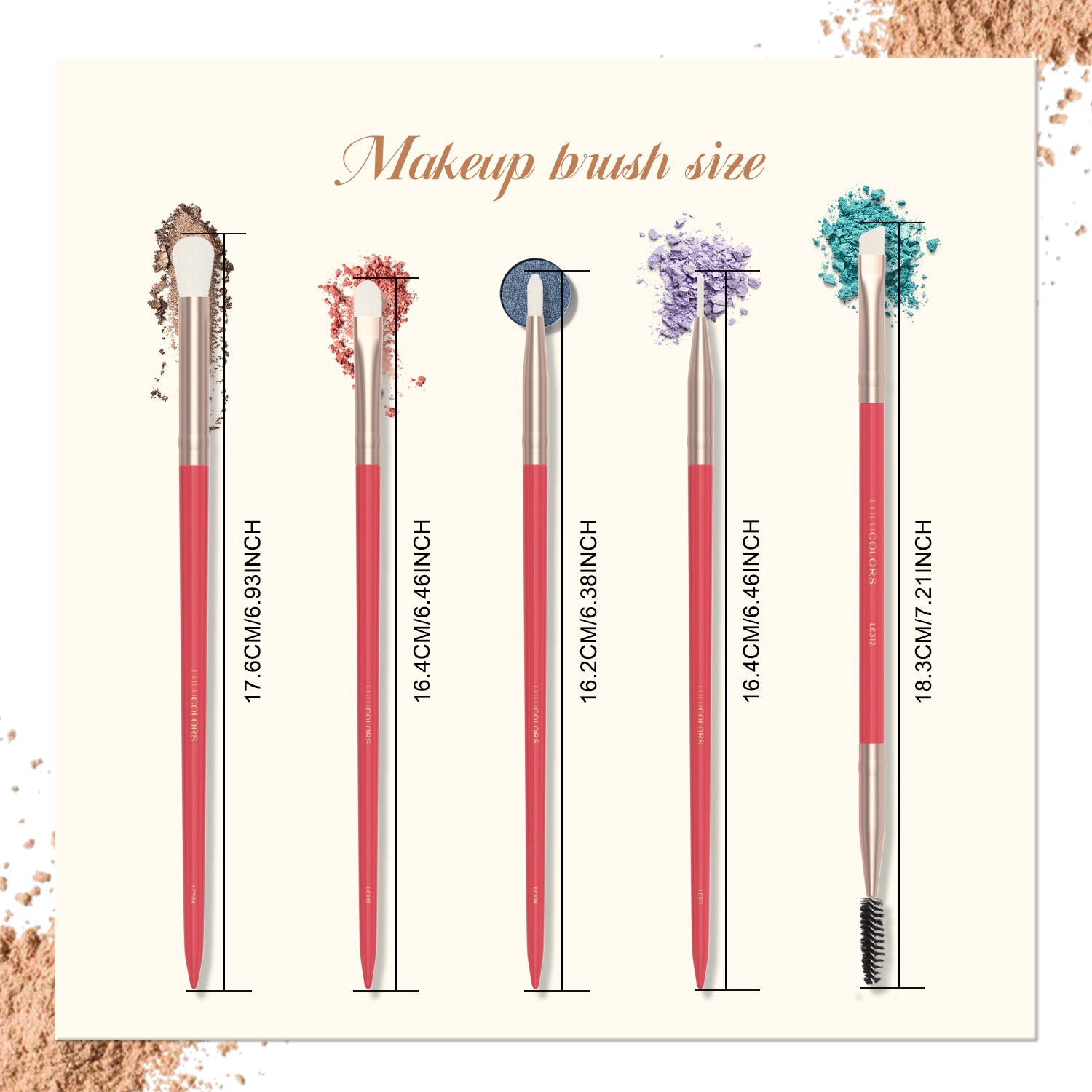 LULUCOLORS 5 PCS EYE BRUSH SET FOR EYE MAKEUPS