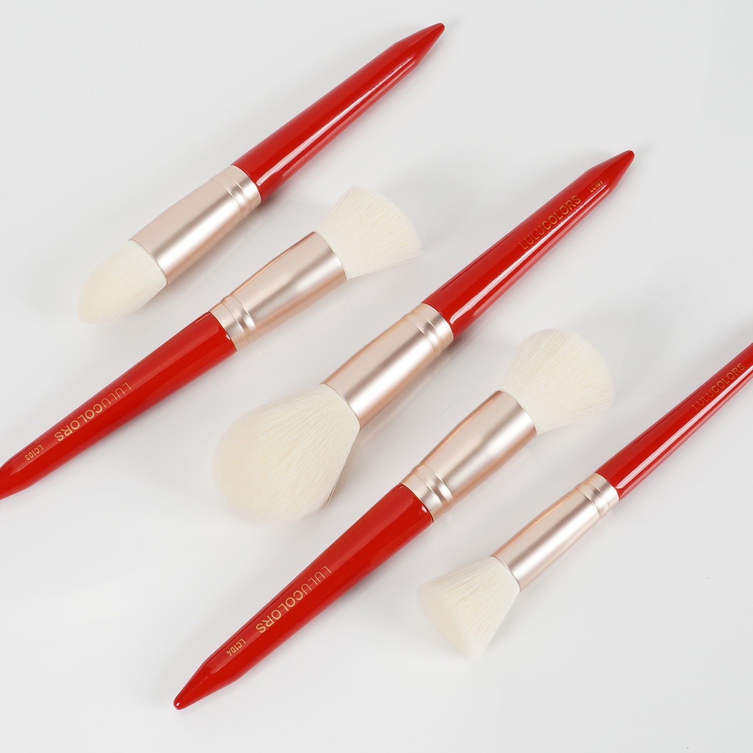 LULUCOLORS 5 pcs Soft Bristle Red Face Brushes